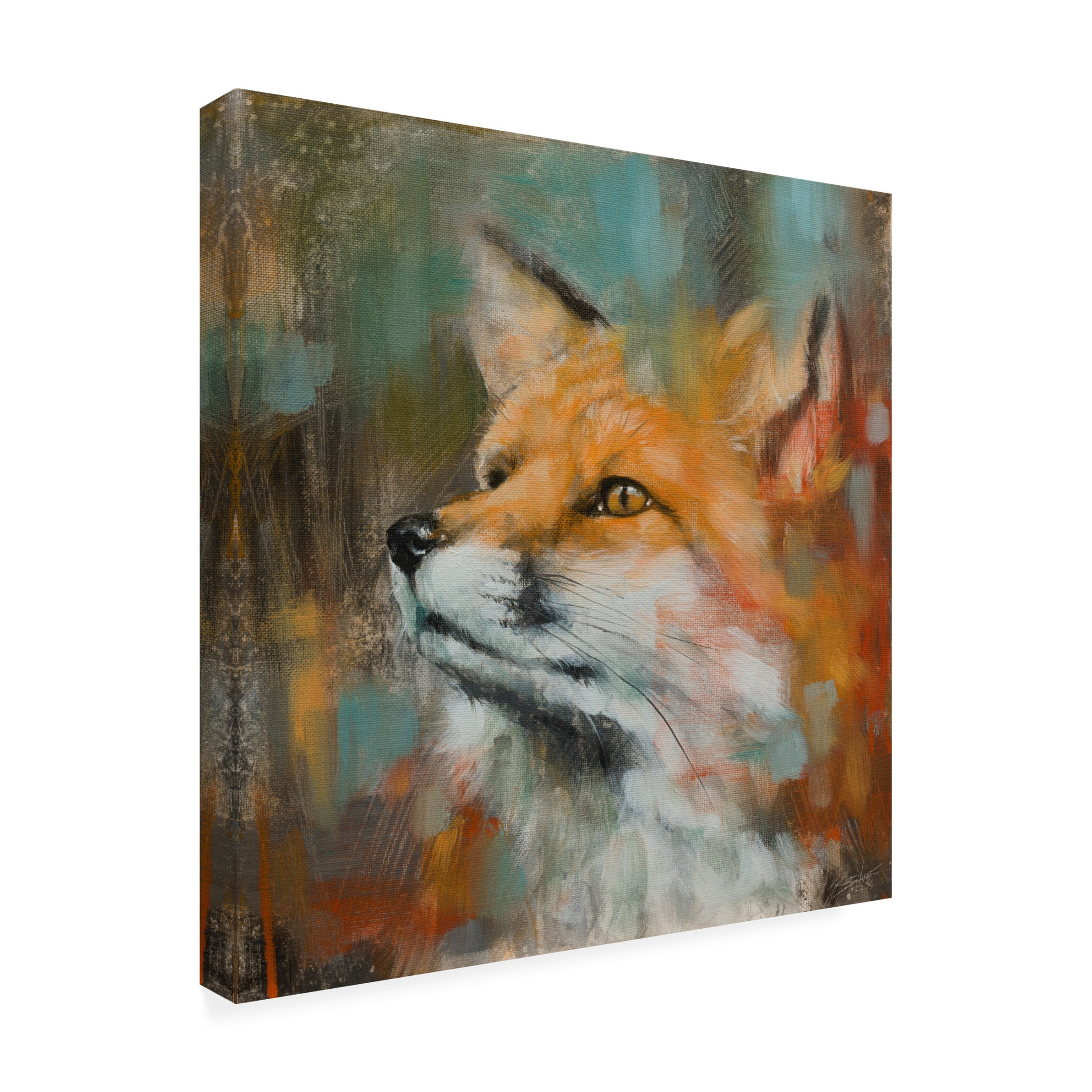 Canvas Wall Art - John Silver 'Fox' Wall Art for Living Room, Bedroom, or Office Décor by Trademark Fine Art - 14 x 14 Inches
