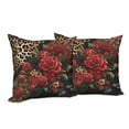 thumbnail image 3 of Ambesonne Leopard Print Throw Pillow Cover Pack of 2, Romantic Rose Lace, 2 Pcs-28"x28", Red Sand Brown and Dark Grey, 3 of 5