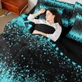 thumbnail image 4 of Homewish Cheetah Print Girl Boy 7-Piece Bedding Comforter Set,Black Blue King Bedding Sets,Bling Glitter Ultra Soft Bed Sheets,Microfiber Bedroom Decor,Reversible, 4 of 8