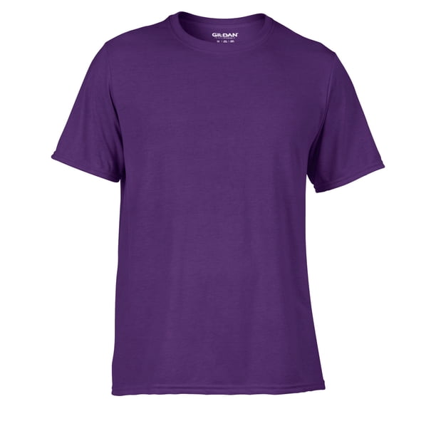 Gildan - Camiseta deportiva transpirable de manga corta para hombre - 100% poliéster (Púrpura)
