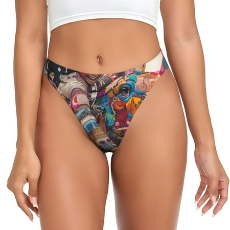 Rateoe Fantasy Colorful Beast Pattern Seamless Women Underwear Thongs No Show Ladies Thong No Line Breathable Comfortable Panties Undies for Women-3X-Large