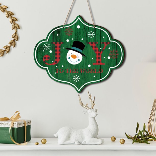 Letrero de pared con decoración navideña, letrero de madera decorativo JOY para Navidad, letrero de alegría navideña para decoración del hogar, corona de letras, letras de madera colgantes navideñas
