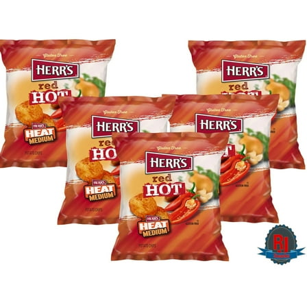Herr's Red Hot Potato Chips 2.75 oz Pack of 3 (Curated by RJ Snacks)
