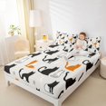 thumbnail image 4 of Manfei Funny Kitten Bed Sheets,Cute Cartoon Cat King Sheets,White Black Orange Sheet Set For Girls,Microfiber Bedroom Decor,4-Piece, 4 of 7