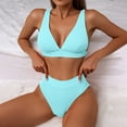 thumbnail image 5 of TIHLMK Womens Swimsuits Women's Bikini Solid Set Swimsuit Two Piece Filled Bra Swimwear Beachwear Gift for Women, 5 of 9