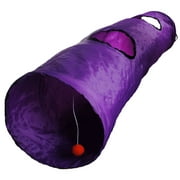 Shop4Omni 4 ft Collapsible Kitty Cat Play Tunnel with Ball - Pet Toy - Purple