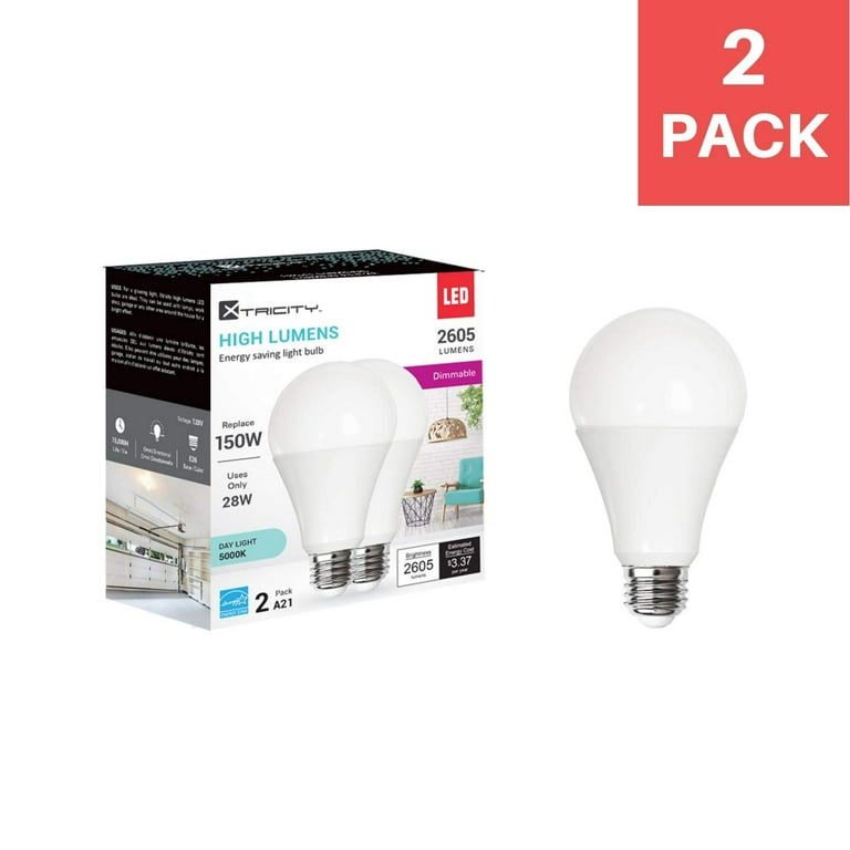 Xtricity A21 LED Light Bulb, 28W (150W Eqv), 2605 Lumens, E26