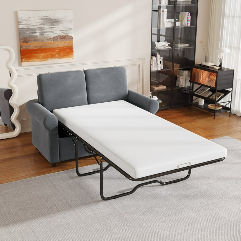 Pull out couch sofa sleeper loveseat with memory foam mattress twin size bed rv discount