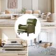 thumbnail image 5 of Wingback Genuine Leather Recliner Set of 2 with Nail Head Trim & Tapered Block Feet for Bedroom in Olive, 5 of 9