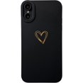 thumbnail image 2 of for iPhone Xs Max Case(2018 6.5"), Cute Bling Side Back Plated Love Heart with Full Lens Camera Cover Protection Soft Shockproof Anti-Fall Phone Case for iPhone Xs Max 6.5" 2018 - Black, 2 of 6