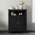 thumbnail image 3 of Yaheetech 31.5" Tall Freestanding Wooden Bathroom Cabinet with Two Doors and Adjustable Shelf, Black, 3 of 8