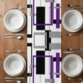 thumbnail image 6 of Purple Black Geometric Table Runner - 60 Inch Long, Kitchen Dining Table Runner Dresser Scarves, Minimalist Stripes Abstract Art Farmhouse Decor for Coffee Tables Wedding Party Banquet, 6 of 8