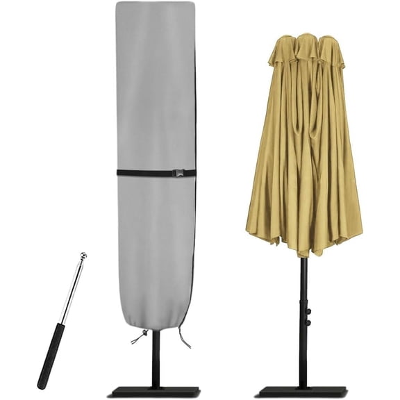 Umbrella Parasol Cover - 600D Waterproof Outdoor Umbrellas for Patio with Sturdy Zipper, Anti-UV Umbrella Cover Fits for Double-Sided Umbrella 15 Ft