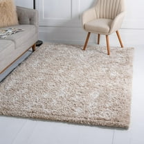 Unique Loom Rabat Shag Collection Area Rug - Tribal (9' x 12' 2" Rectangle Taupe/Ivory)