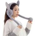 thumbnail image 2 of Women's Winter Plush Earwarmer Bunny Earmuffs with Moving Jumping Rabbit Ears Windproof Airbag Ear Bag, 2 of 4