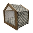 thumbnail image 2 of Floral Pet House, Art Nouveau Style Romantic Poppy Flowers and Ornate Nature Design, Outdoor & Indoor Portable Dog Kennel with Pillow and Cover, 5 Sizes, Tan Grey Vermilion, by Ambesonne, 2 of 5
