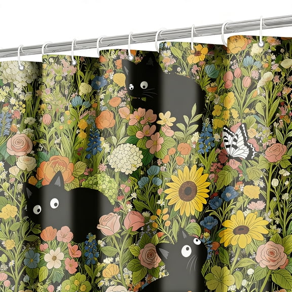 Sanmadrola Shower Curtain 72" x 72"- Waterproof Lightweight Cute Kitten Shower Curtain Liners for Bathroom