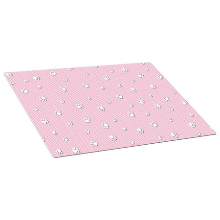 Puppy Crate or Kennel Mat with Paw Print Design, 15 by 22-Inch, Pink, Protects floors from spills By