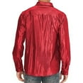 thumbnail image 3 of XIAONU Mens Metallic Shiny Button Up Shirt Long Sleeve Collared Pullover Blouse Lightweight Disco Party Night Out Tops, 3 of 7