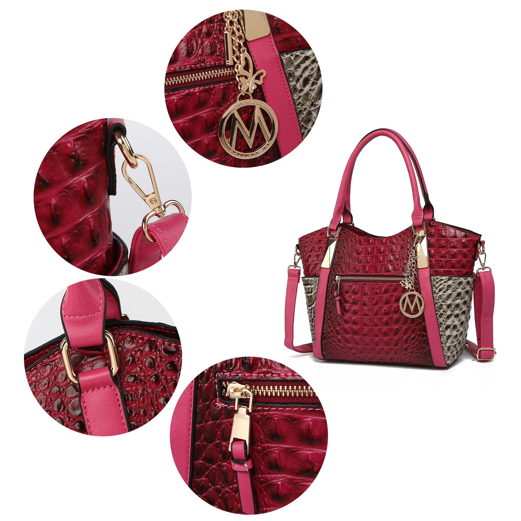 MKF Collection Janise Women's Tote Bag, Crocodile embossed Shoulder Bag Handbag Purse by Mia K