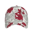 thumbnail image 2 of Balery Baseball Cap Adjustable Size for Running Workouts and Outdoor Activities All Seasons Dad Hat(Leaves And Anemone Flowers In Red Grey), 2 of 9