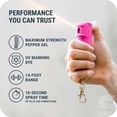 thumbnail image 4 of SABRE Fast Flip Top Pepper Gel with Snap-Clip Keychain, Pink, 1 Ct, New, Pocket Pepper Sprays, 4 of 11