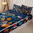 thumbnail image 3 of Homewish Kids Ball Games Zipper Twin Comforter Sets with Fitted Sheet and 2 Pillowcases,Sport Theme L Alphabet Zipper Bedding Set For Baseball Boys,Navy Blue Reversible,4 Pieces, 3 of 7