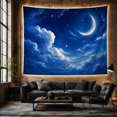 thumbnail image 6 of Crescent Moon and Stars Against Billowy Clouds Dreamy Celestial for Space Lovers Celestial Wall Art Decor Housewarming Gift Tapestry Wall Hanging for Bedroom and Living Room, 6 of 7