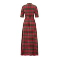 thumbnail image 5 of JYYYBF Women Christmas Shirts Dress Plaid Turn-Down Collar Half Sleeve Dress Fashion Button-Down Holiday Dress with Belt, 5 of 9