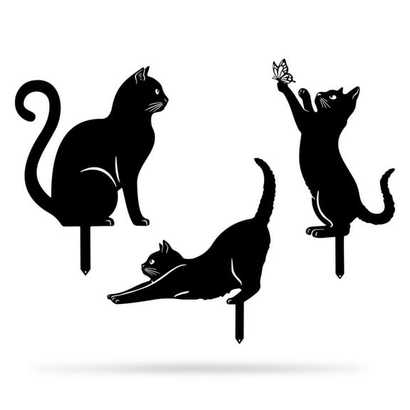 Garden Art Cats Stakes 3-Pack – Whimsical Metal Cat Silhouettes for Indoor & Outdoor Decor