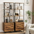 thumbnail image 5 of Maritcute 4 Tier Bookshelf with Storage Drawers,70.8 Inch Tall Industrial Book Shelf with Open Display Shelves,4 Shelf Bookcase with Metal Frame for Living Room, Bedroom,Office-Vintage, 5 of 9