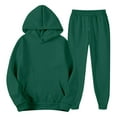 thumbnail image 2 of Men's Tracksuits 2 Piece Set Solid Color Loose Fit Hoodie Sweatshirt and Joggers Sweatpants Sets Versatile Sport Suits Clothes Outfits Dark Green XL, 2 of 4