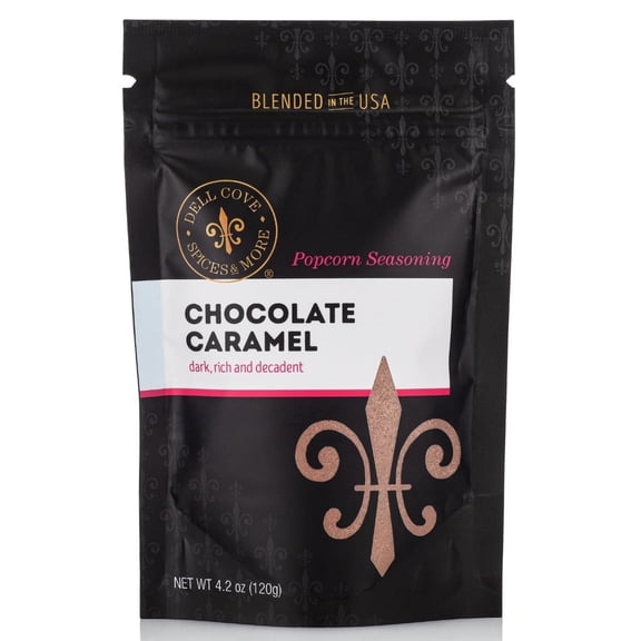 Vegan Chocolate Caramel Popcorn Seasoning - Low Calorie Gourmet Popcorn Topping - Dell Cove Spices, 4.2 oz