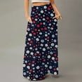 thumbnail image 2 of Yucgh Women's Floral Print Flowy Maxi Skirt, Bohemian Casual Summer Skirt, Beach Vacation Dress with Elastic Waist & Tiered Hem,Navy,2XL, 2 of 5