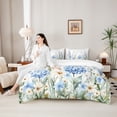 thumbnail image 4 of Erosebridal Flying Blue Butterflies Twin Bedding Sets 7-Piece For Girls,Teens Floral Daisy Flowers Bedding Comforter Set,Super Cozy Room Decor, 4 of 6