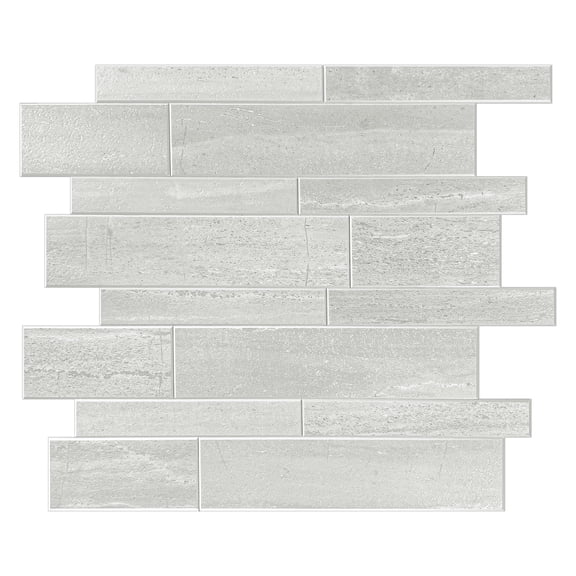 Murella SPC collection peel and stick backsplash tile light grey stone oblong 11.6 in. x 11.5 in. - Single Tile