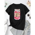 thumbnail image 2 of Playera estampada para mujer, divertida e inspiradora, novedosa, informal, de manga cortaWomen's Pink Heart Graphic Tee - Cute GIGI Design, Casual Round Neck Short Sleeve T-Shirt, Comfortable Summer, 2 of 6