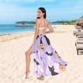 thumbnail image 6 of FORMRS Womens Beach Sarong Semi-Sheer Bikini Wrap Skirt Swimsuit Cover-ups, Light Purple Halloween Black Cat, 6 of 7