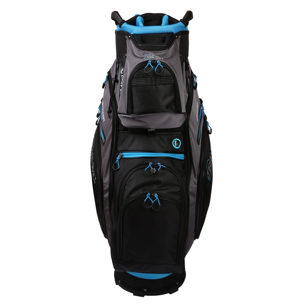 Ram Golf FX Deluxe Golf Cart Bag with 14 Way Dividers Black/Grey/Blue