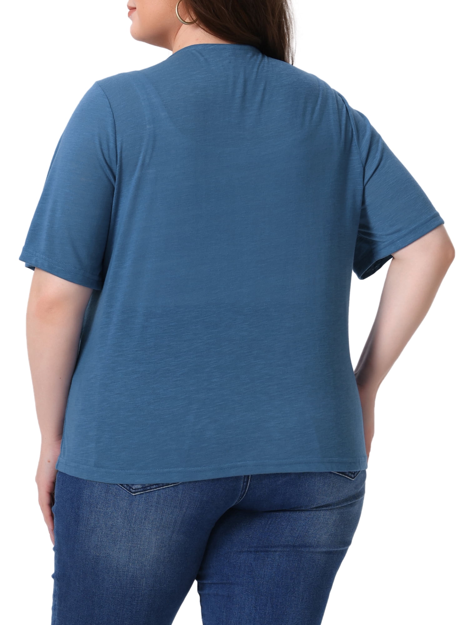 DARING DIVA Women's Plus Button Down Sheer Knitted Sweater 4X Blue