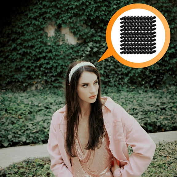 BESTOYARD 100Pcs Hair Hoops Ending Parts Black Rubber for Headband Projects