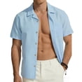 thumbnail image 6 of JOANKDMI Casual Button Down Shirts for Men Short Sleeve Camp Collar Lightweight Breathable Summer Beach Vacation Tops with Chest Pocket Linen Blend Hawaiian Shirt, S-3XL, 6 of 6