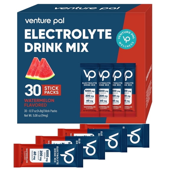 Venture Pal High Sodium Sugar Free Electrolytes Powder Packet - Hydration with Vitamin, Sodium & Potassium, Zero Calories, Vegan, Keto & Paleo Friendly Drink Mix