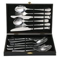 thumbnail image 1 of Juego de cuchillos, tenedores y cucharas de acero inoxidable 304 de tipo europeo, juego de cubiertos para cocina, 12 piezas para 4 personas., 1 of 14