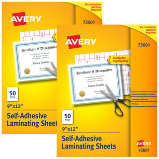 Avery 73601 Self-Adhesive Laminating Sheets, 9 x 12 Inch