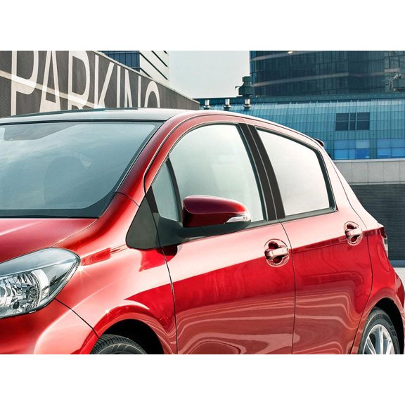 Rvinyl Pillar Post Window Trim Compatible with Toyota Yaris 2007-2014 (Sedan) - Gloss (Black)