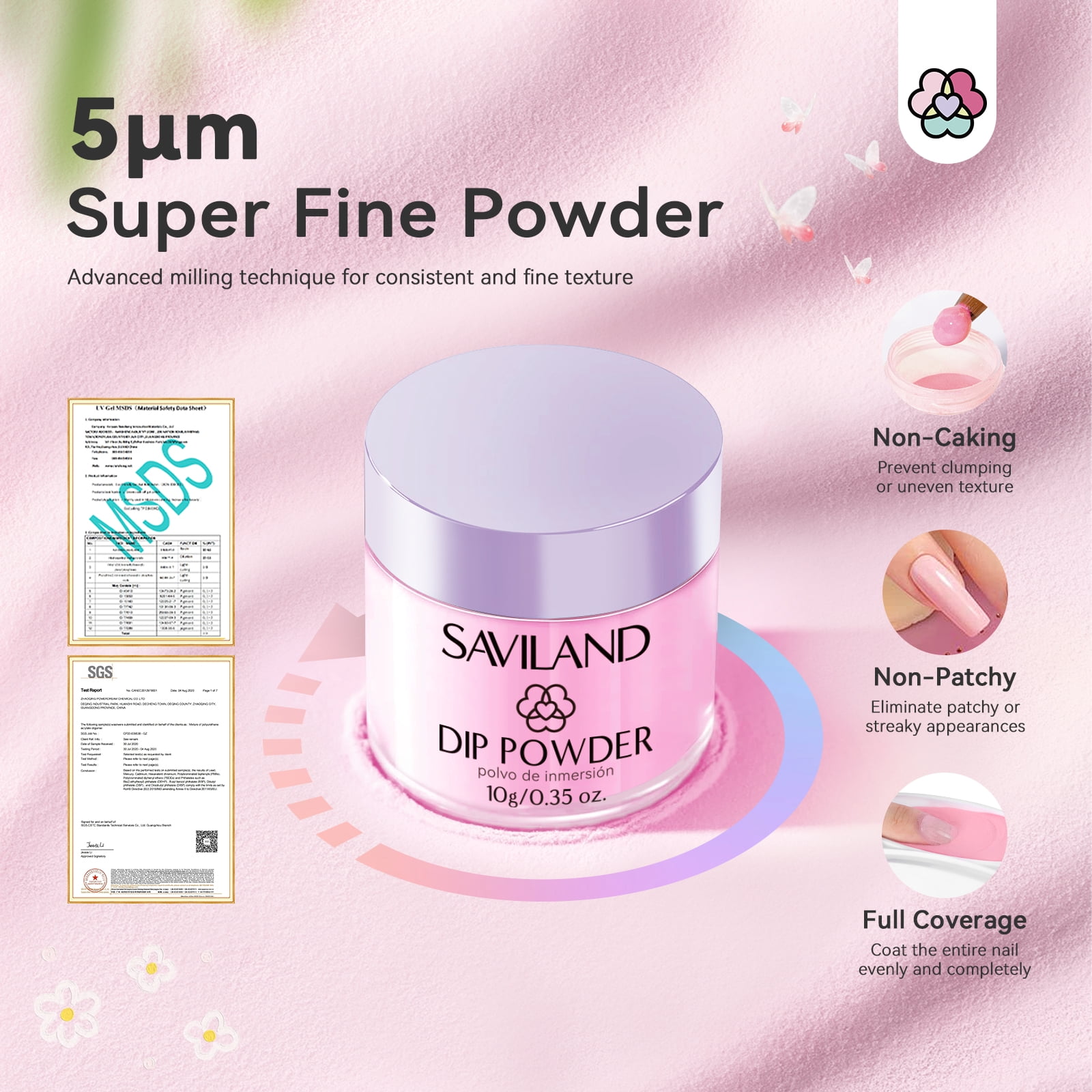 SAVILAND Plus Dip Powder Nail Kit with Drill : 60 g Clear Dip Powder with Dip Base & Top Activator Brush Saver Enrich Castor Oil VE VB for French Nail Art