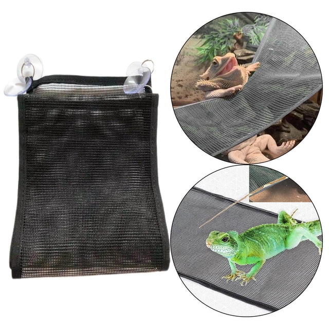 fastboy Reptile Hammock Lizard Snake Geckos with 4 Suction Cups Toy Climbing Black