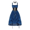 thumbnail image 5 of KLHDSF Women's Vintage Punk Gothic Dress Necklace Set Halloween Renaissance Costume Party Outfit Blue XXL, 5 of 6