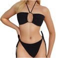 thumbnail image 2 of Tawop Ladies Swimsuits Sexy Solid Color Set Split Sets Lace Black S, 2 of 9